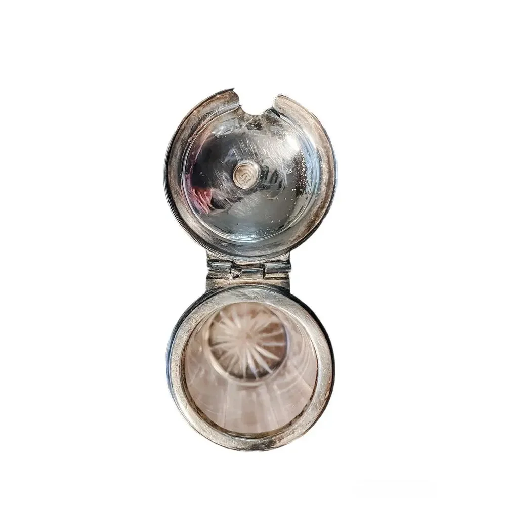 Antique English Silver Plated Crystal Mustard Pot